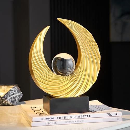 FJS Abstract Gold Statue Decor for Living Room