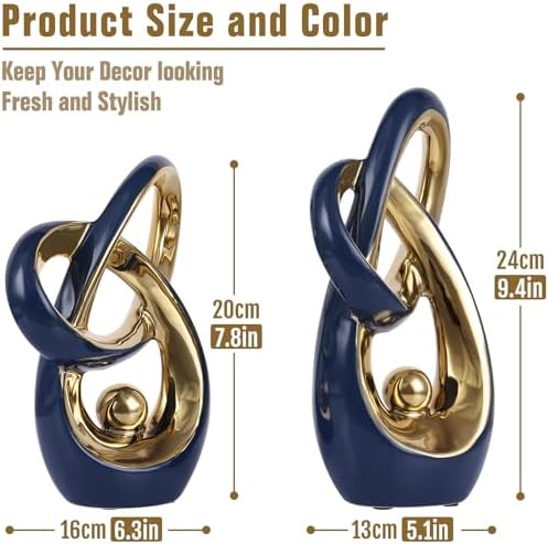 Modern Blue and Gold Decor Desk Sculpture for Home