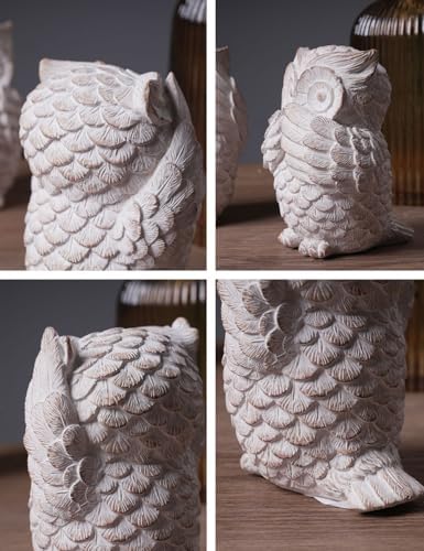 HAUCOZE 3pcs Owl Statue Animal Decor Modern Arts Sculpture