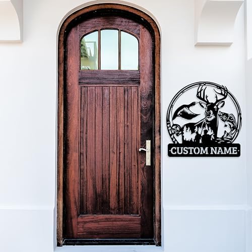 Personalized Deer Duck and Bass Fishing Metal Wall Art 16 Inch