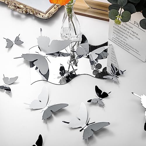 Ferraycle 24 Piece Silver Metal Butterfly Wall Decor