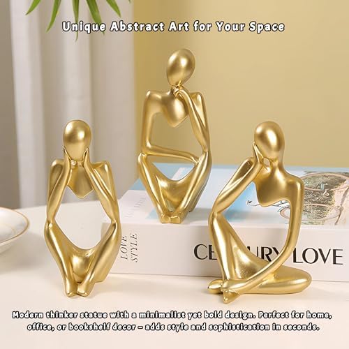 Abstract Resin Thinker Statue - Gold Finish