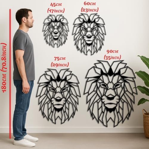 BONPERLA Geometric Lion Head Wall Art - Black