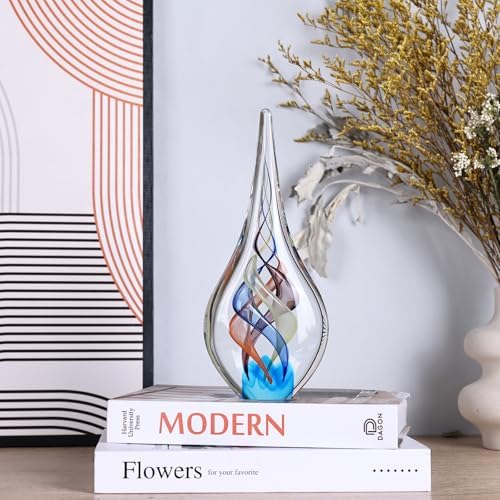 Hand Blown Glass Teardrop Sculpture Murano Style Decor