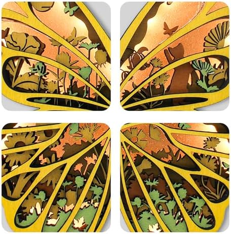 LED Night Light Wooden Wall Decor 3D Butterfly Sculpture