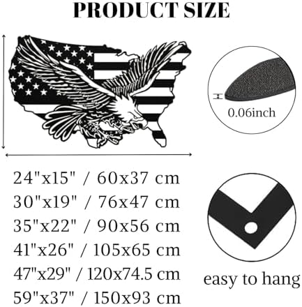 Cadeali Eagle Wall Art Metal - Gold 35x22 Inch