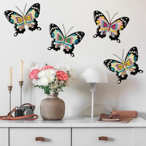 GioXtra 3D Metal Butterfly Wall Art 4Pcs Set