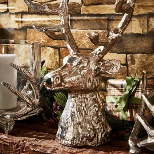 Twos Company Silver Deer Head Sculpture - Majestic Home Decor Accent