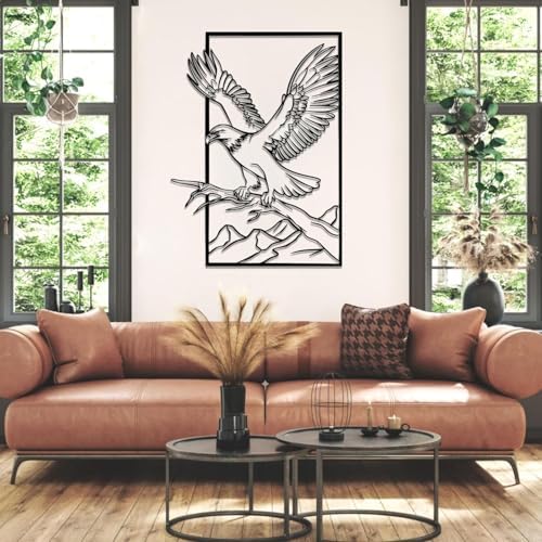 Metal Eagle Wall Decor Silver 24x17 Inch Wall Art