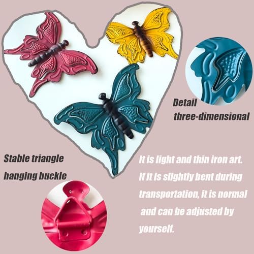 KISWIAR 3D Metal Butterfly Wall Art Decor - 3 PCS
