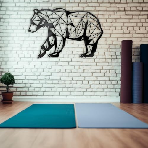 XXQ Black Bear Wall Sculpture 30x20 Metal Art for Modern Home