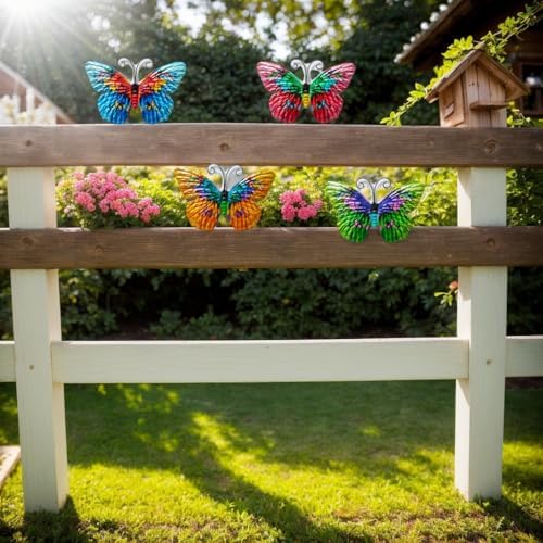 4-Pack Vibrant Metal Butterfly Wall Decor