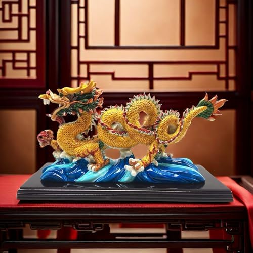 FUNSXBUG 11 Inch Chinese Feng Shui Dragon Statue