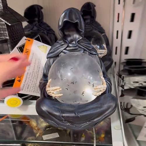 Gothic Resin Sitting Statue with Glowing Ball 59 Inch