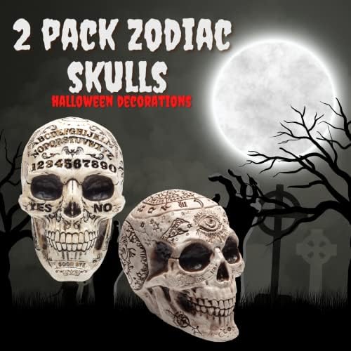 Halloween Skull Decorations 2 Pack Realistic Gothic Statues
