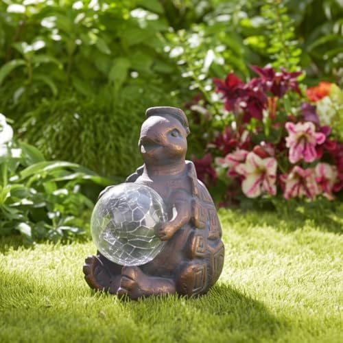 Sagebrook Home Solar Turtle Garden Statue 7 Inches Bronze Copper