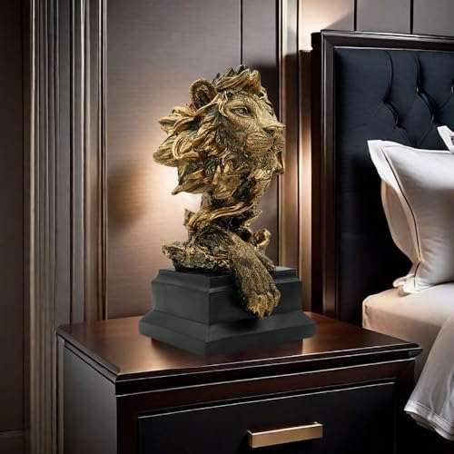 CUZOKOLA Large Golden Lion Head Statue Collectible Home Decor