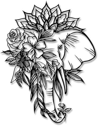 Rajukit Elephant with Lotus Metal Wall Art