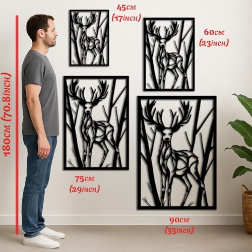 BONPERLA Majestic Deer Wall Sculpture - Black Steel Decor