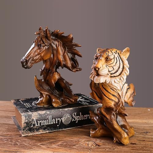 BestAlice Animal Lion Head Sculpture Rustic Home Decor Statue