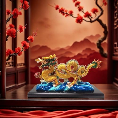 FUNSXBUG 11 Inch Chinese Feng Shui Dragon Statue
