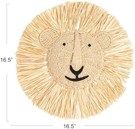 Savannah King Raffia Lion Wall Art Natural