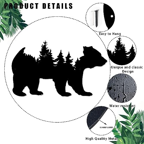 Resama Black Metal Wall Art Bear Forest Sculpture