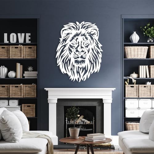 Lion Head Metal Wall Art 35x28 Black