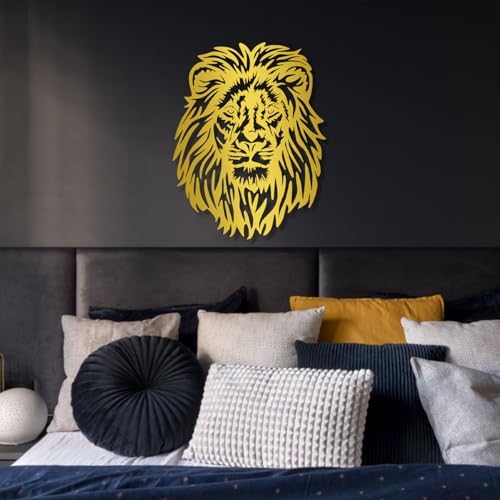 Lion Head Metal Wall Art 35x28 Black