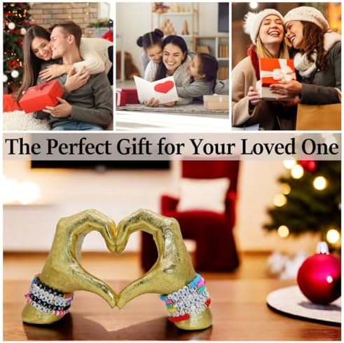 DECOUE Gold Heart Hands Statue Home Decor