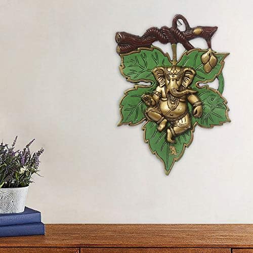Dancing Golden Lord Ganesha Metal Wall Hanging Decor