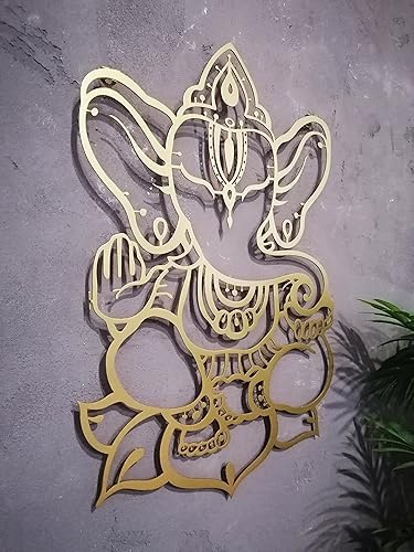 Metal Gold Ganesha Wall Art 14 Inch Ganesha Statue