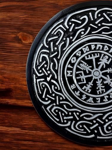 Viking Wooden Shield Wall Decor with Rune