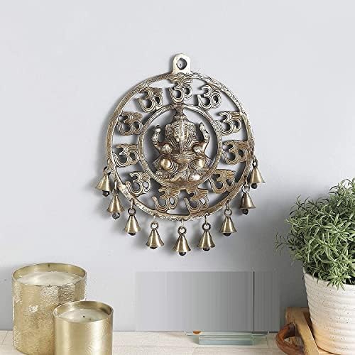 Ganesha Wall Hanging Brass Dream Catcher with Om and Bells