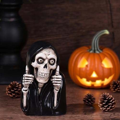 Funny Grim Reaper Skeleton Figurine - 39in Resin Statue Decor