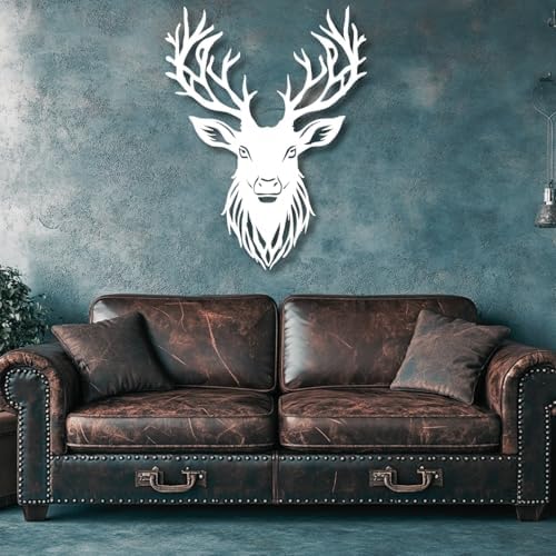 Flewfar Metal Deer Wall Art Decor 24x24 Inch Black Unframed