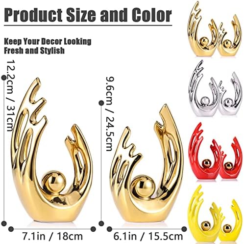 Modern Art Golden Ceramic Statue Home Decor Centerpiece