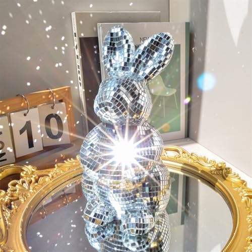 Modern Mirror Disco Ball Bunny Shape 8 Decorative Sculpture