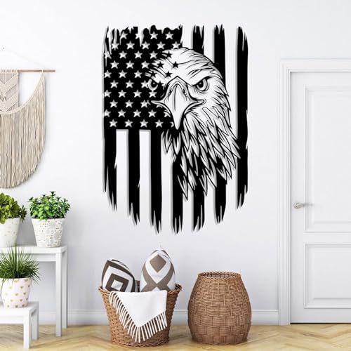 American Flag Eagle Metal Wall Art 24x35 Gold