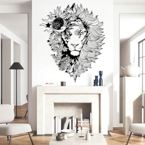 Lion Head Wall Decor Silver 35x41 Metal Artwork