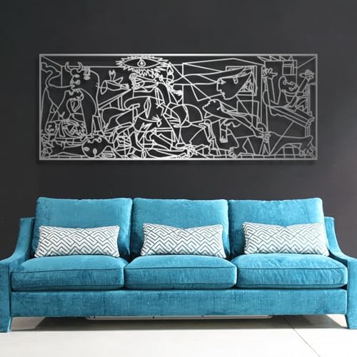 Fayholy Large Abstract Picasso Guernica Metal Wall Art - Gold 59x23 Inches