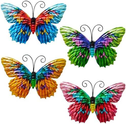 4-Pack Vibrant Metal Butterfly Wall Decor