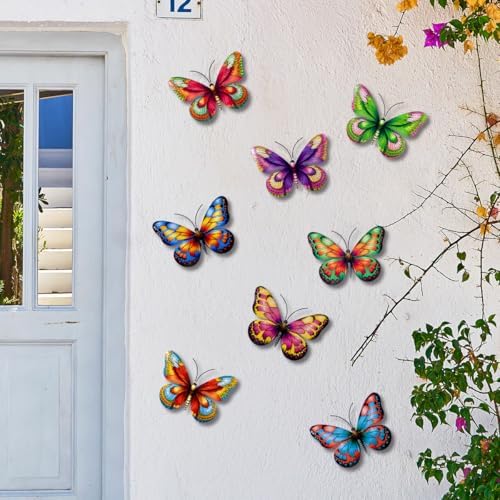 8pcs Metal Butterfly Wall Decorations for Outdoor