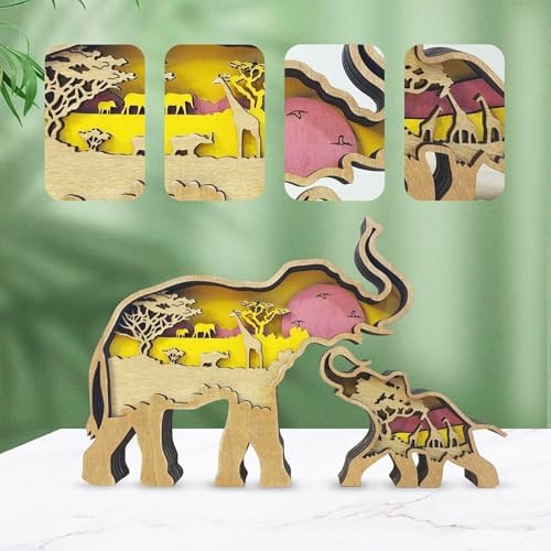Drawely 3D Wooden Elephant Wall Decor