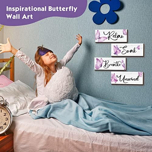 Weysat 4 Pcs Purple Butterfly Wall Art Decor