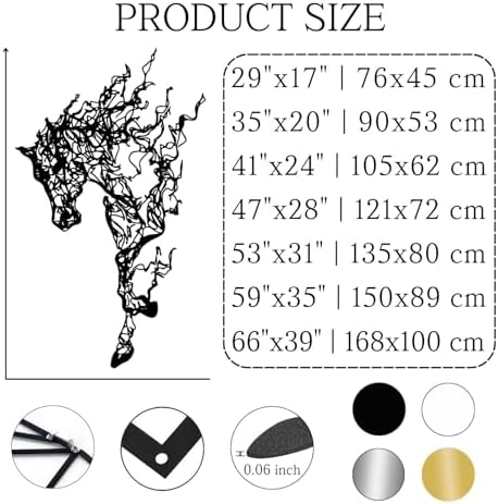 Cadeali Metal Tree Horse Wall Art Decor 35x20 Inches
