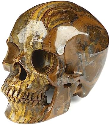 Skullis Tiger Iron Eye Crystal Skull Sculpture