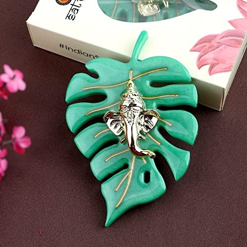 SATVIK Resin Leaf Ganesh Wall Hanging Statue