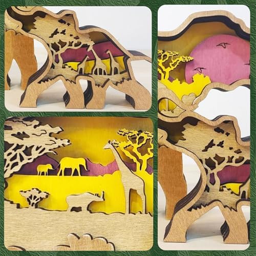 Drawely 3D Wooden Elephant Wall Decor