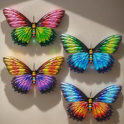 GENHAOTHREE Metal Butterfly Wall Decor 4 Pack